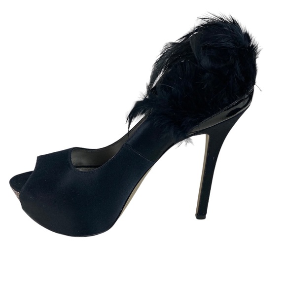 Enzo Angiolini black feather peep toe pumps - Picture 4 of 9